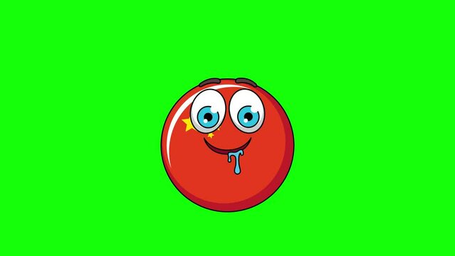 flag of china cartoon with a drooling face, emoticon animation
