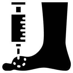 Gout injection solid icon. For presentation, graphic design, mobile application, web design, infographics or UI.