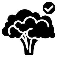 Broccoli solid icon. For presentation, graphic design, mobile application, web design, infographics or UI.