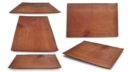 Foto op Plexiglas Wooden cutting board or tray cut out isolated © airdone