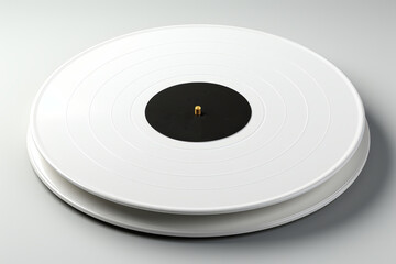 Vinyl record with a blank white label, ideal for displaying your personalized mixtape or vinyl collection, Generative AI