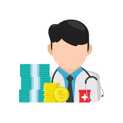Obraz premium doctor's professional salary. vector illustration in flat style