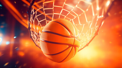 Basketball game ball in hoop Generative ai
Abstract basketball panoramic background, orange basketball 