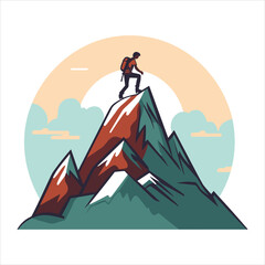 mountain climbing hiking logo vector
