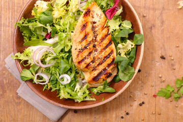 grilled chicken breast with fresh lettuce