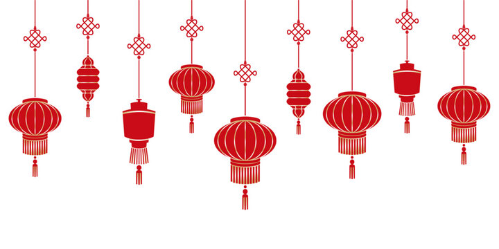 Illustration red chinese lanterns vector