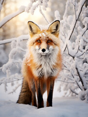 Obraz premium A Photo of a Fox in a Winter Setting