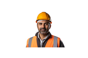Construction engineer standing smiling looking at camera transparent background