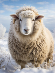A Photo of a Sheep in a Winter Setting