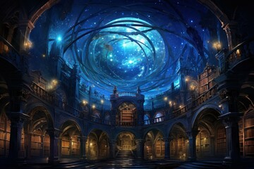 Obraz premium Ancient Celestial Libraries - Generative AI