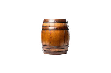 A wooden beer keg sits on a transparent background.