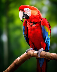 A scarlet macaw parrot portrait  - obrazy, fototapety, plakaty