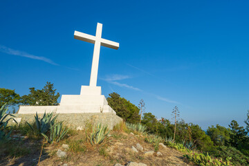 Cross on the hill at Marjan park  in Split. Croatia