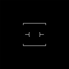 Cyberpunk style square target. Futuristic military GUI rectangle target, tech aim, sight, HUD reticle, cyberpunk aesthetics, futuristic military interface. Vector cyber tech style design element.