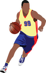 Basketball players. Colored Vector illustration for designers