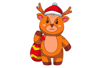 Cute Christmas Deer Cartoon Character Design