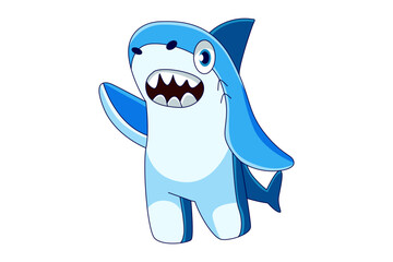 Cute Shark Cartoon Character Design