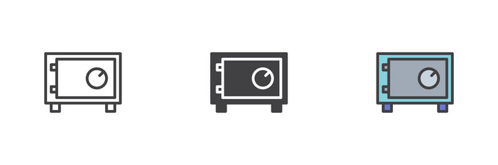 Safe box different style icon set
