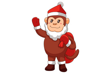 Cute Christmas Monkey Cartoon Character Design