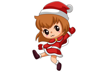 Cute Christmas Girl Cartoon Character Design