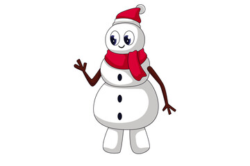 Cute Snowman Cartoon Character Design