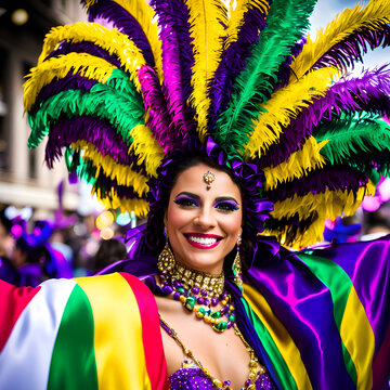 Smiling woman at Carnival party