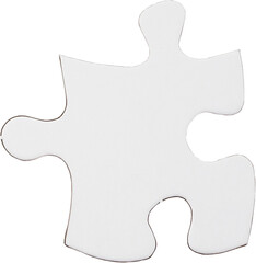 Digital png illustration of white puzzle piece with copy space on transparent background