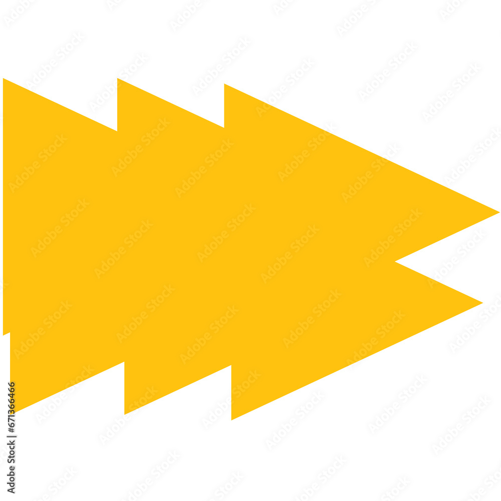 Poster Digital png illustration of yellow arrow pointing right with copy space on transparent background