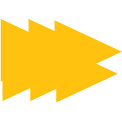 Digital png illustration of yellow arrow pointing right with copy space on transparent background