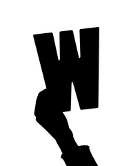 Digital png illustration of hand holding w letter on transparent background