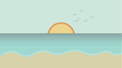 Fototapeta na wymiar Digital png illustration of beach and sunset on transparent background