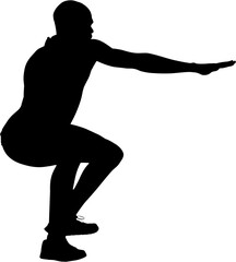 Digital png silhouette image of man exercising on transparent background