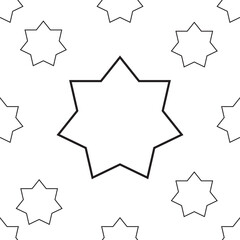 Digital png illustration of white stars with black outline pattern on transparent background