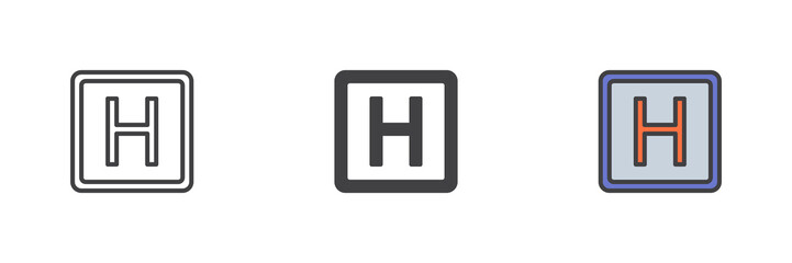 Hotel sign different style icon set