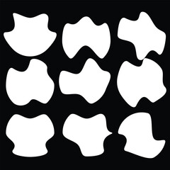 Modern liquid irregular blob shape abstract elements graphic flat style design fluid vector illustration set.