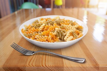 Italian pasta tasty fresh dish on the desk