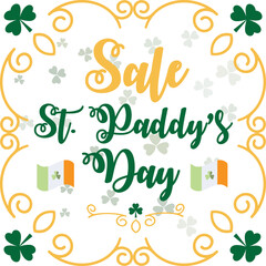 Digital png illustration of shapes with sale st paddy's day text on transparent background