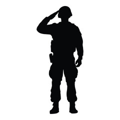 Military Soldier Salute Silhouette on White