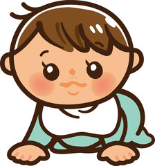ハイハイする赤ちゃんのかわいいイラスト