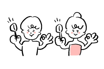 サウナでロウリュOKを伝える男女セット