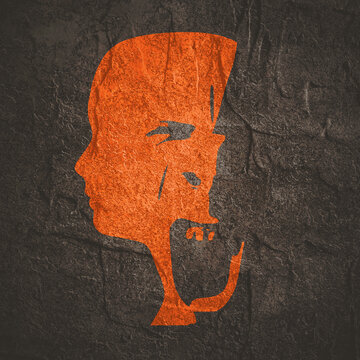 Human face side view silhouette. Schizophrenia and split personality disorder and mental health psychiatric disease concept. Mental health