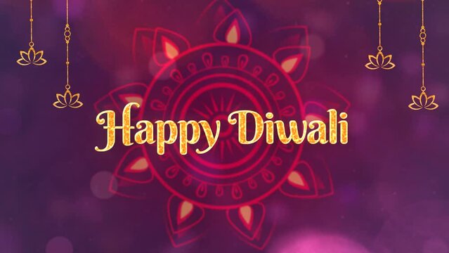 Motion graphic shot Happy Diwali - an auspicious day  company greetings  template  colorful background. Animated shot of a Diwali greeting - 3D illustrations  Diwali greetings  Toran on a festive b...