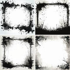 grunge frame set splatter distressed graffiti messy stain grungy splashing ink spray stroke advertisement rough