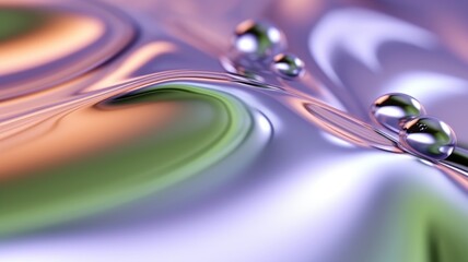 The close up of a glossy metal surface in lavender, mint green, and olive green colors with a soft focus. 3D illustration of exuberant. generative AI