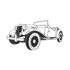 Outline illustration design of a vintage car 9