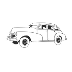 Outline illustration design of a vintage car 12