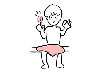 サウナでロウリュOKを伝える男性