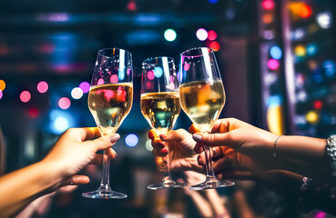 party and celebration concepts with people drinking wine or champagne.new year or holiday festival.friendship and relationship