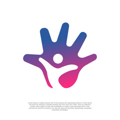 waving person logo design template illustration