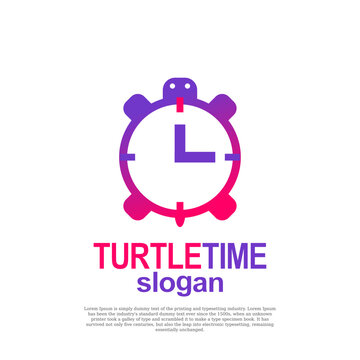 turtle time app logo design template illustration